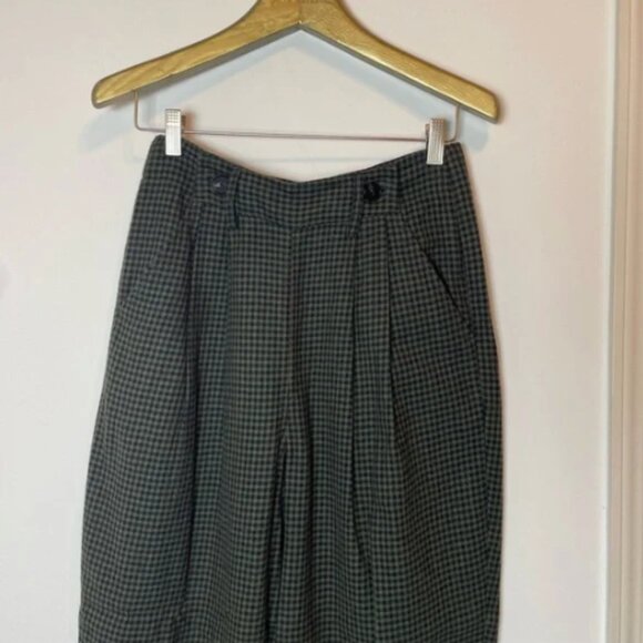 TOAST Mariner High Rise Tapered Pleated Wide Leg Plaid Wool Trouser Pants \\ 8 - Picture 3 of 11